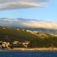 Town of Rab just before storm - panorama of 13 images